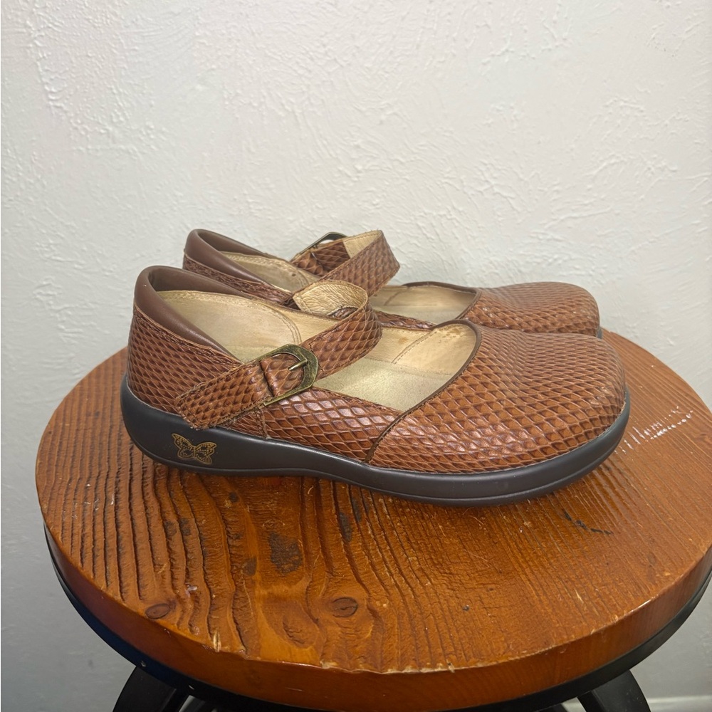 Alegria Brown Woven Flats
